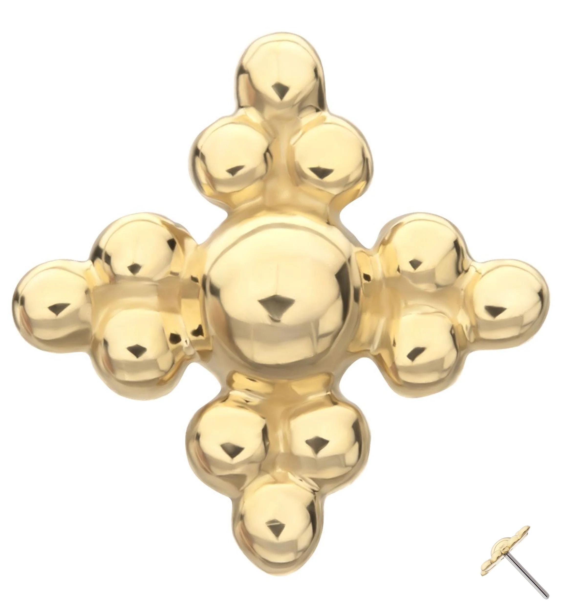 14kt Gold Triple Bead Quad Threadless Top - Mrs Treak