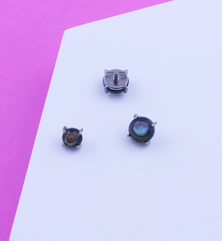 Prong Set Abalone Shell Titanium Internally Threaded Top - Mrs Treak