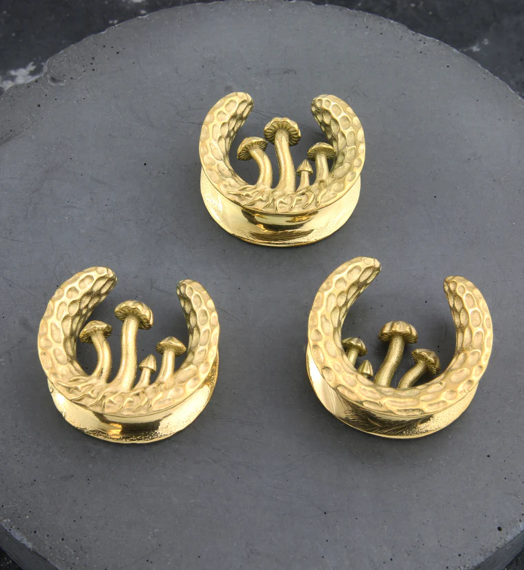 Gold PVD Hammered Mushroom Stainless Steel Saddles - Mrs Treak