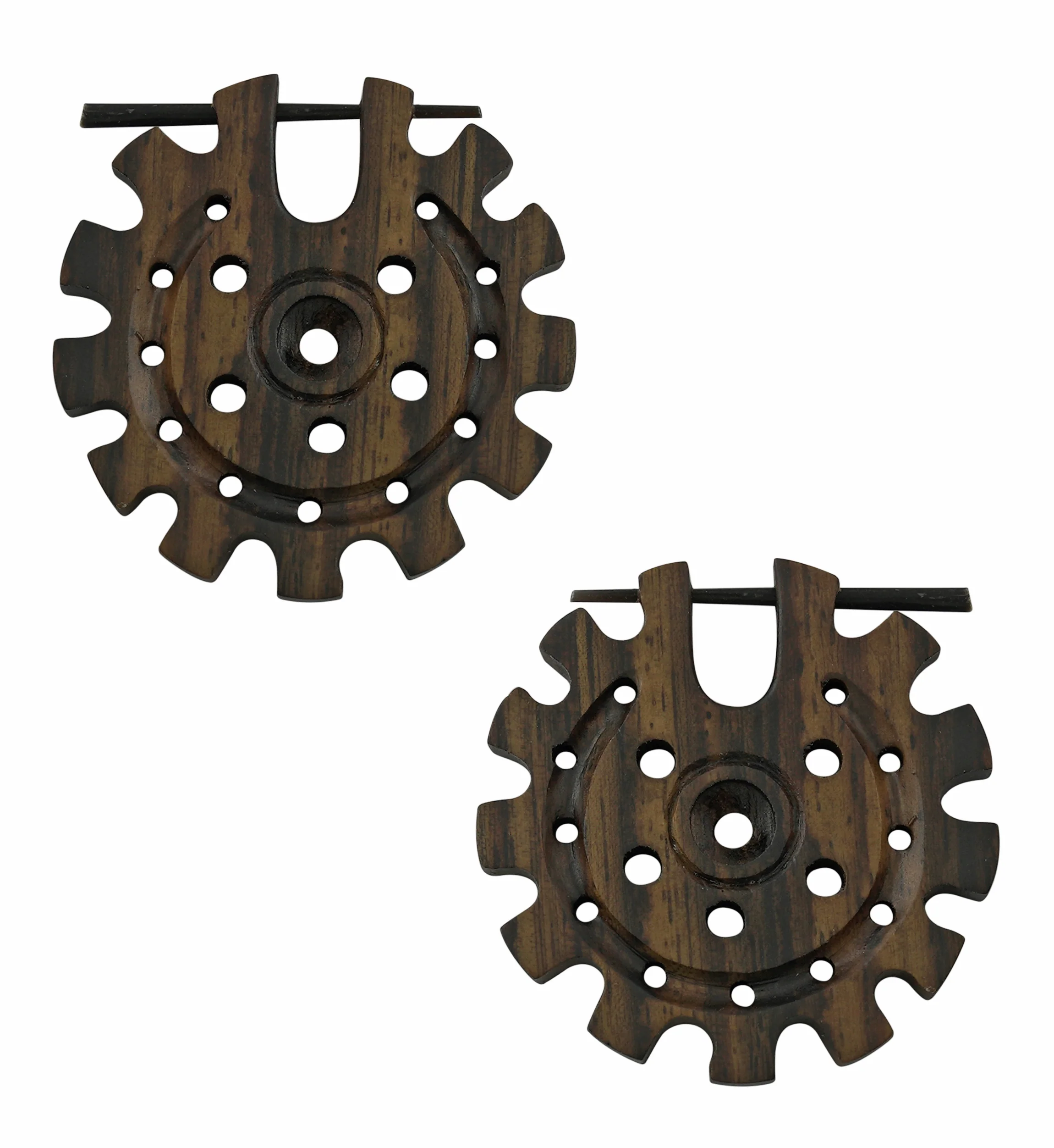 Geared Wooden Earrings - Mrs Treak