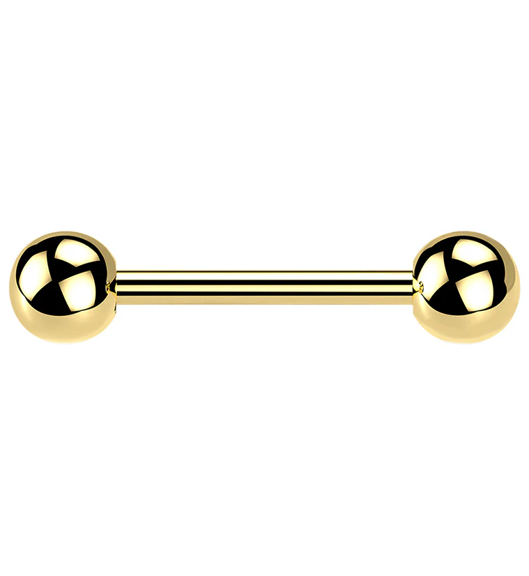 Gold PVD Double Ball Titanium Barbell - Mrs Treak