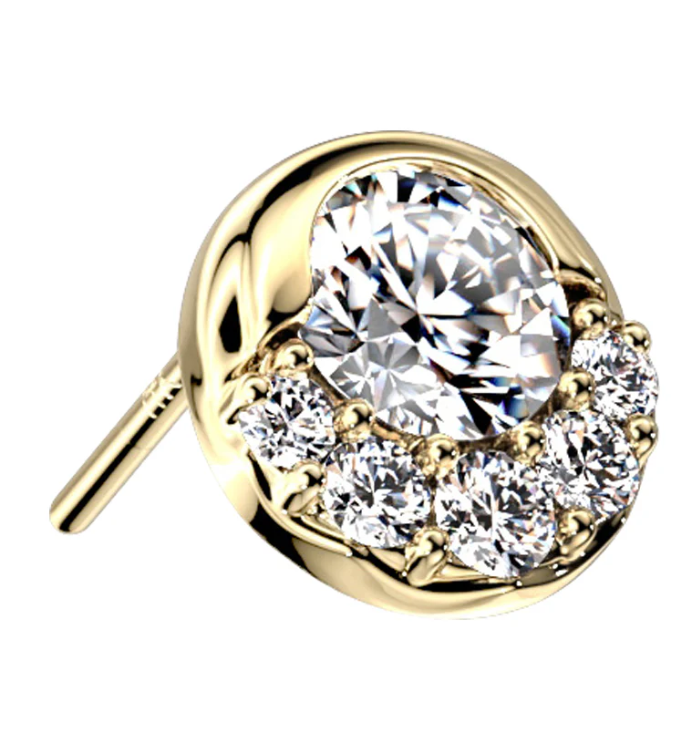 14kt Gold Multi CZ Disk Threadless Top - Mrs Treak