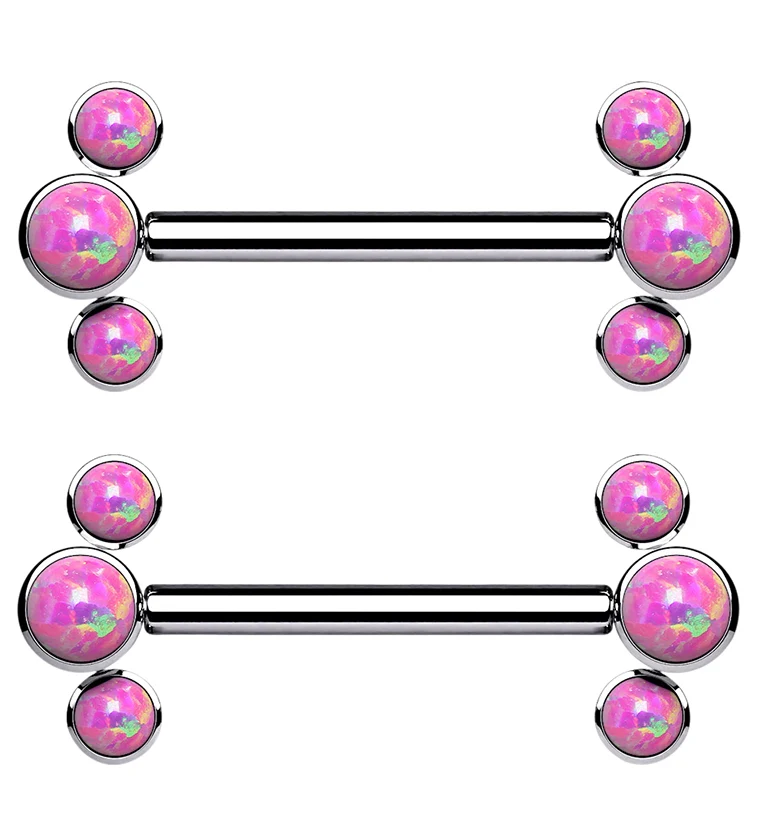 14G Trice Pink Opalite Titanium Nipple Ring Barbell - Mrs Treak