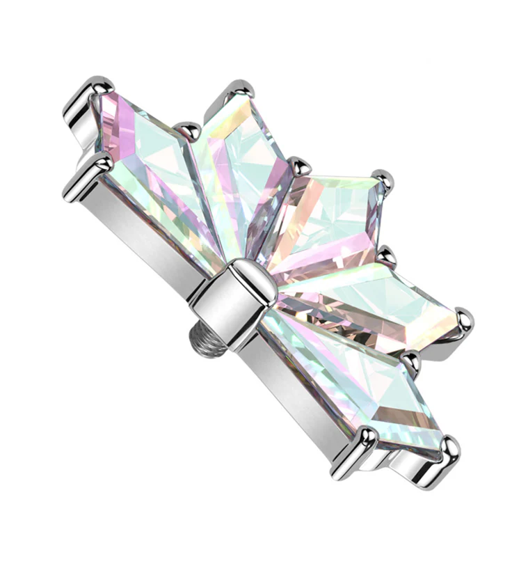 Petite Fan Rainbow Aurora CZ Internally Threaded Titanium Top - Mrs Treak