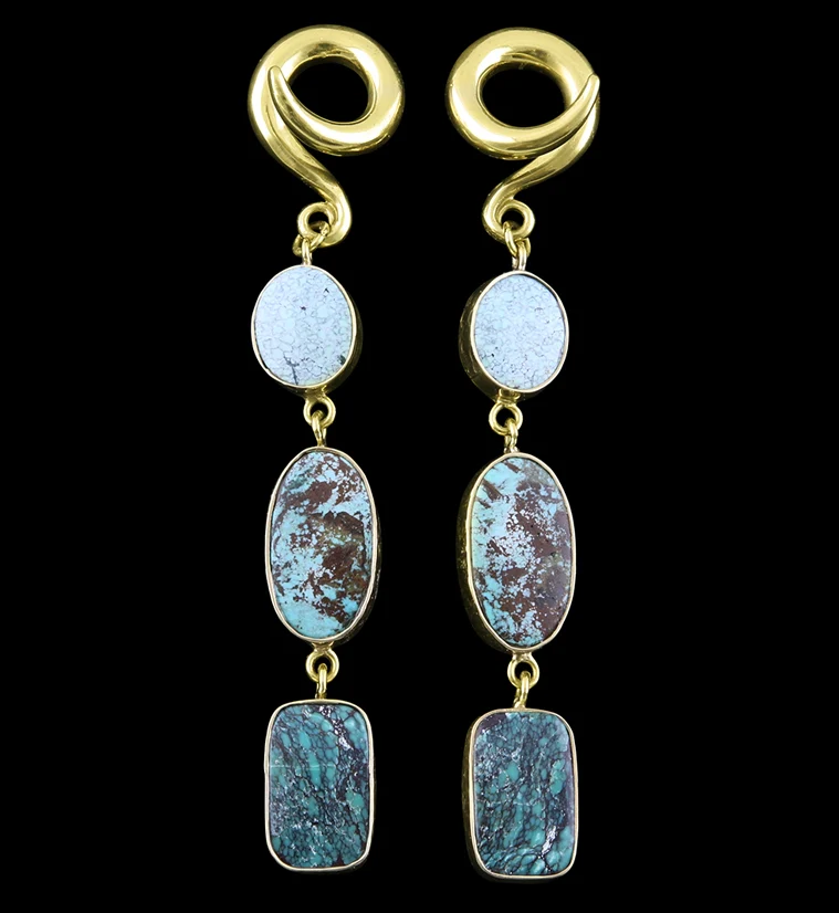 Triple Turquoise Stone Ear Weights Version 9 - Mrs Treak