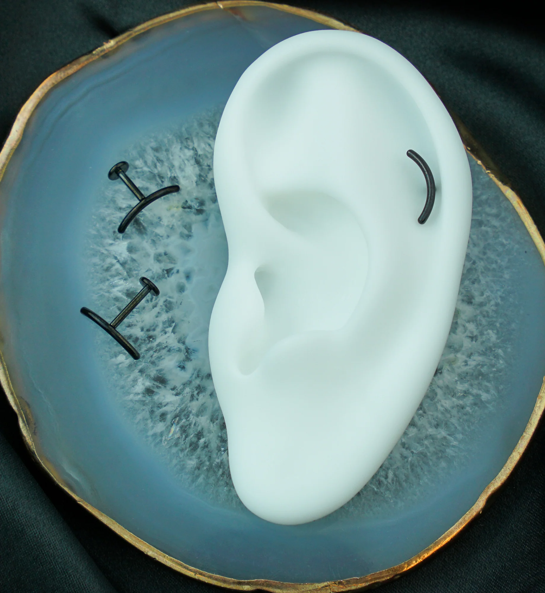 Black PVD Curved Bar Titanium Internally Threaded Labret - Mrs Treak