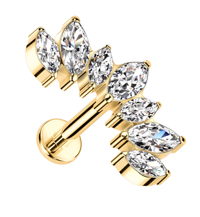 Gold PVD Anadem CZ Threadless Titanium Labret - Mrs Treak
