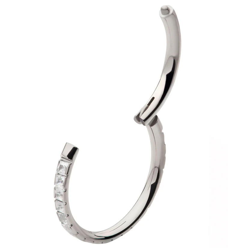 Band CZ Titanium Hinged Segment Ring - Mrs Treak