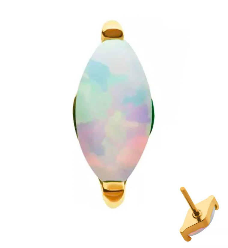 24kt Gold PVD Empress White Opalite Threadless Titanium Top - Mrs Treak