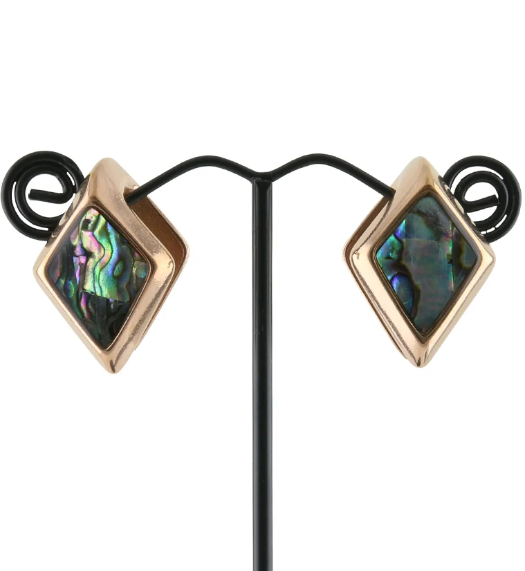 Rose Gold PVD Zircon Abalone Shell Ear Weights - Mrs Treak