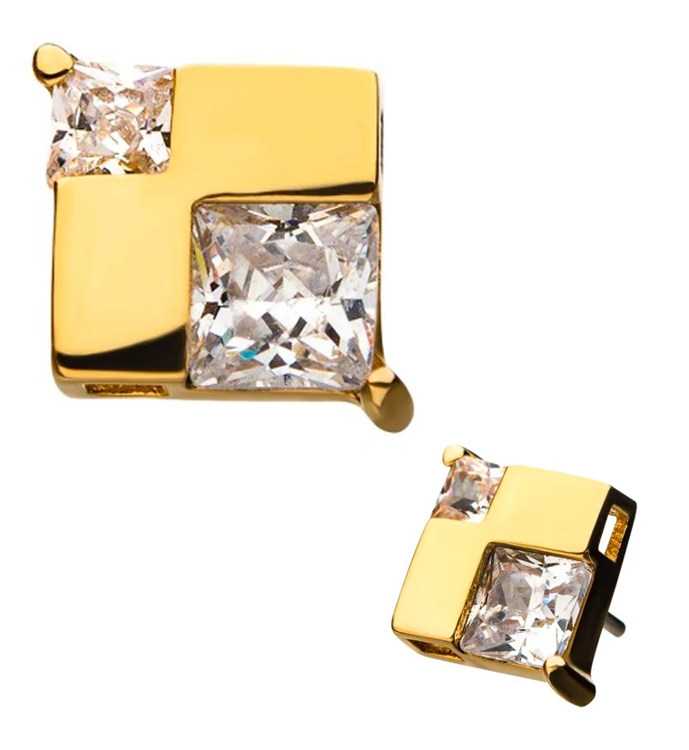 14kt Gold Hedron CZ Threadless Top - Mrs Treak