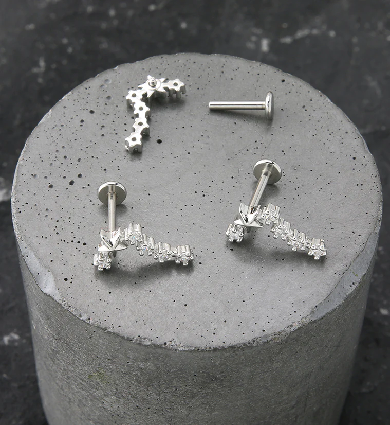 Pisces Constellation Clear CZ Stainless Steel Internally Threaded Labret - Mrs Treak