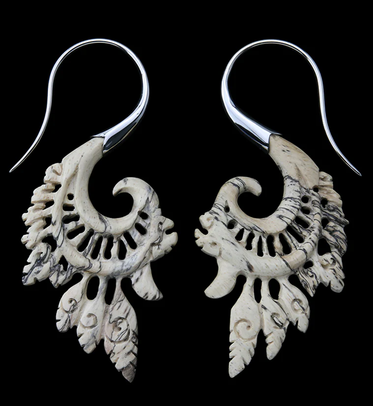 18G Alary White Brass Tamarind Wood Hangers / Earrings - Mrs Treak