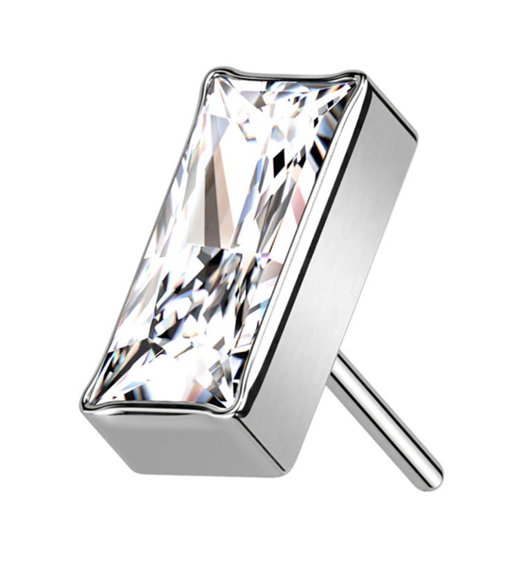 Baguette Clear CZ Threadless Titanium Top - Mrs Treak