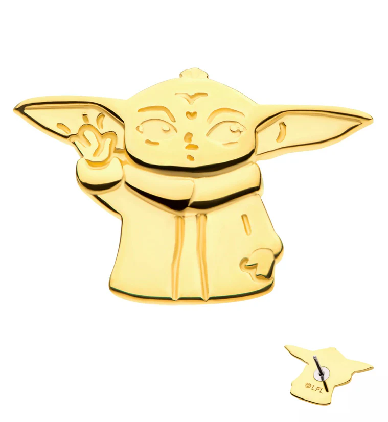 14kt Gold Grogu Threadless Top - Mrs Treak