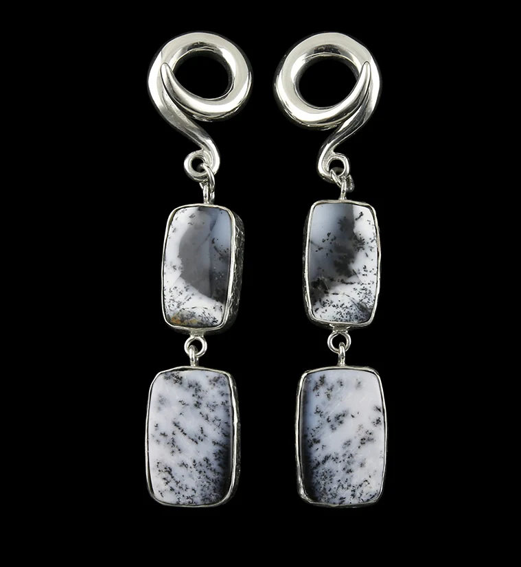 Double Block Dendritic Opal Stone Ear Weights - Mrs Treak