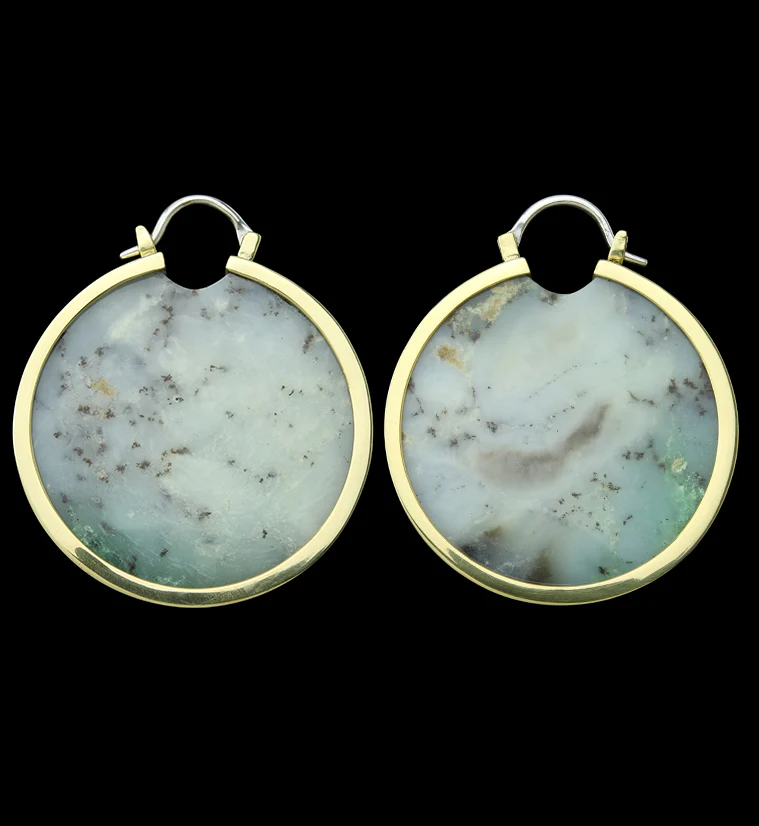 Chrysoprase Stone Brass Ear Weights - Mrs Treak