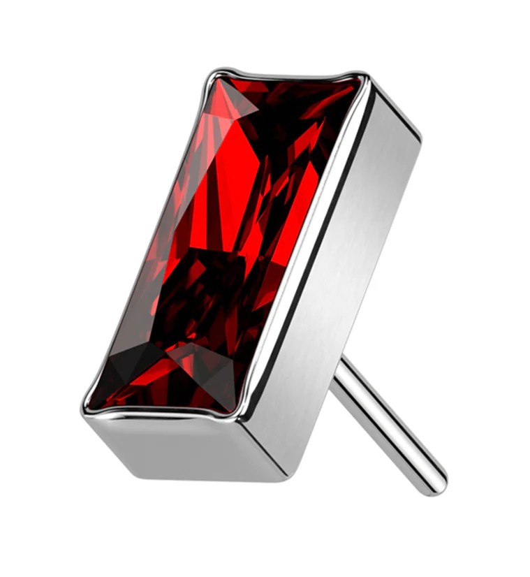 Baguette Red CZ Threadless Titanium Top - Mrs Treak