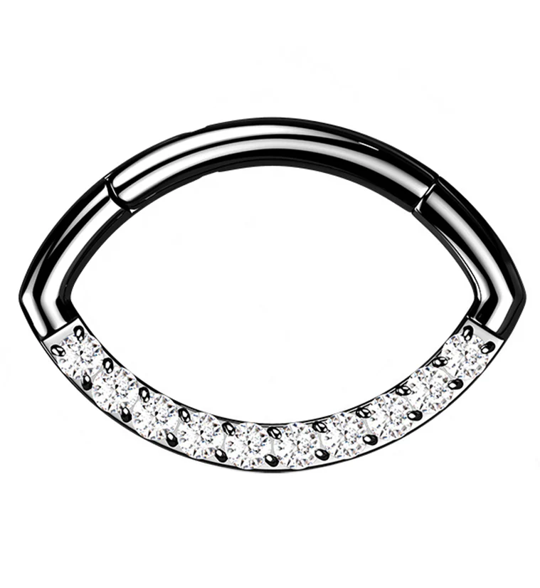 Black PVD Oculus CZ Titanium Hinged Segment Ring - Mrs Treak