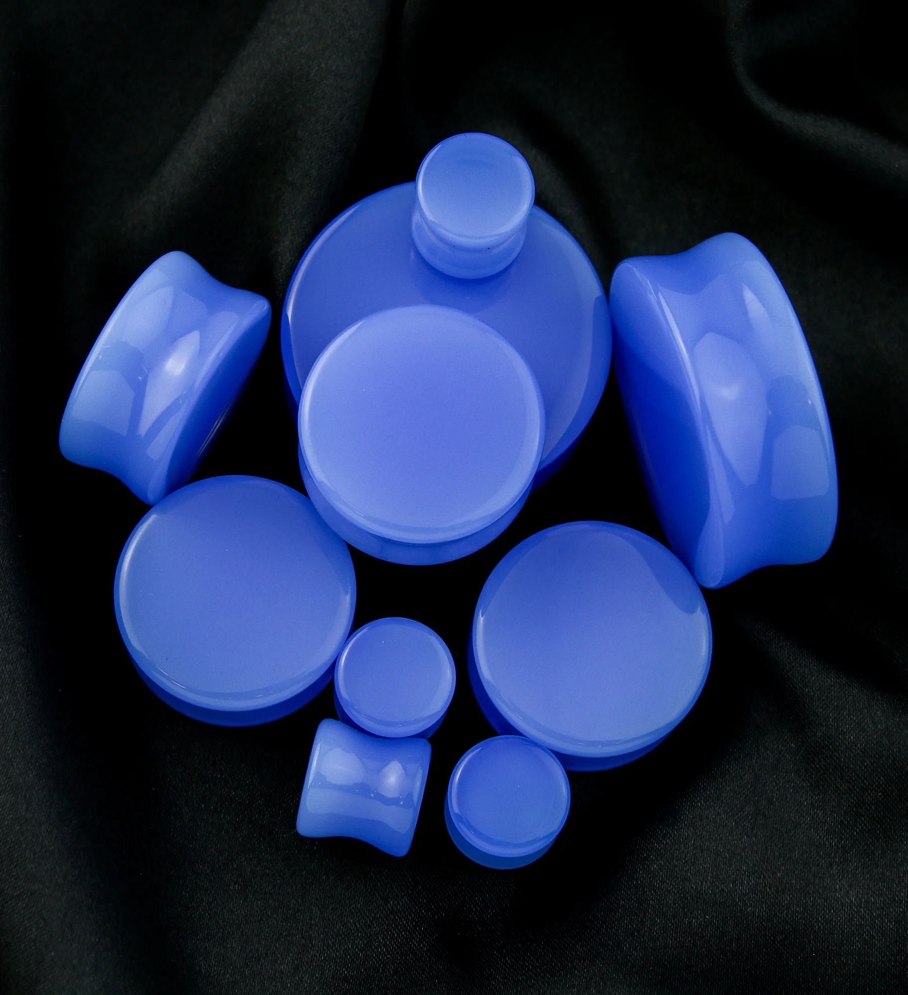 Periwinkle Glass Double Flare Plugs - Mrs Treak