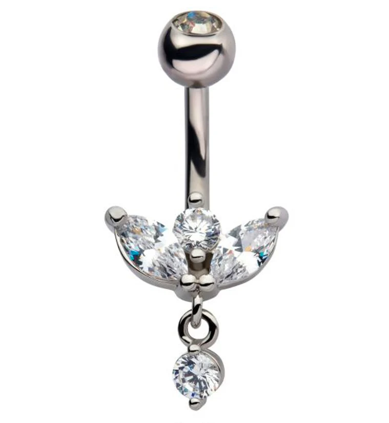 Blooming Flower Dangle CZ Belly Ring - Mrs Treak