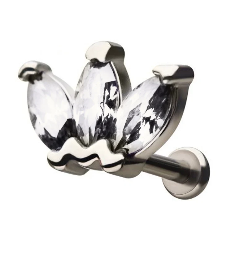 18G Clear Lotus CZ Gem Labret - Mrs Treak