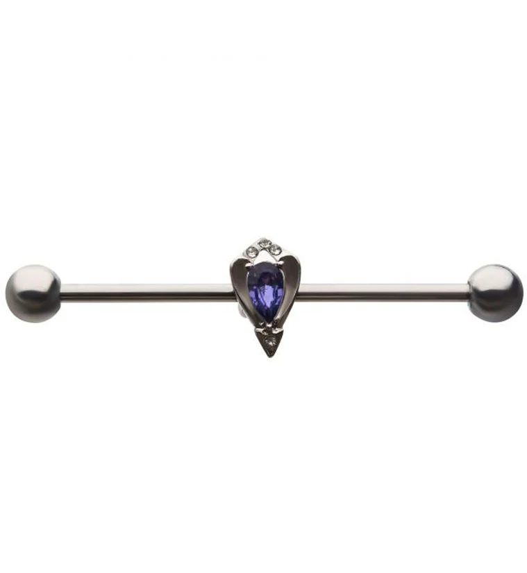 14G Lavish Purple CZ Industrial Barbell - Mrs Treak