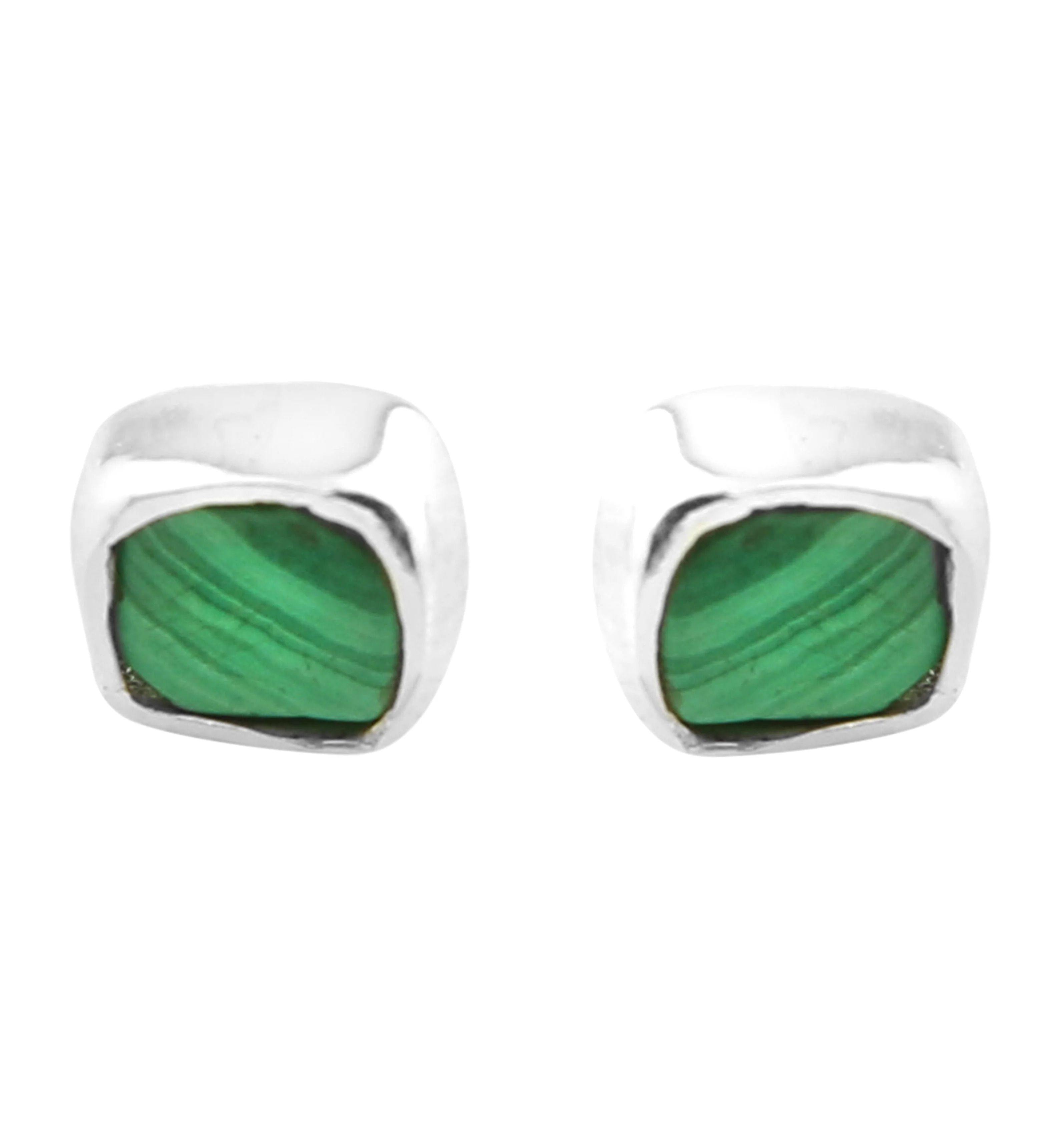 Malachite Stone Bezel Set Sterling Silver Earrings - Mrs Treak