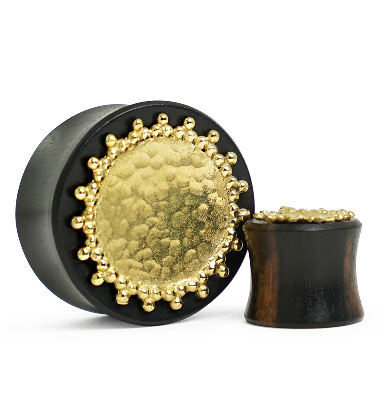 Doily Brass Inlay Areng Wood Plugs - Mrs Treak
