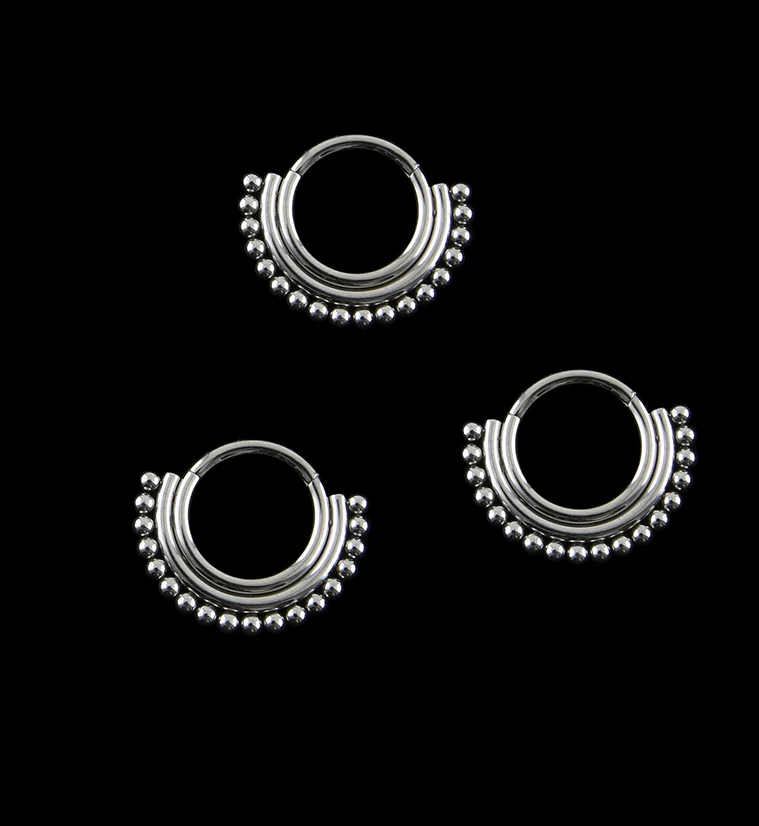 Beaded Double Row Hinged Segment Ring - Mrs Treak