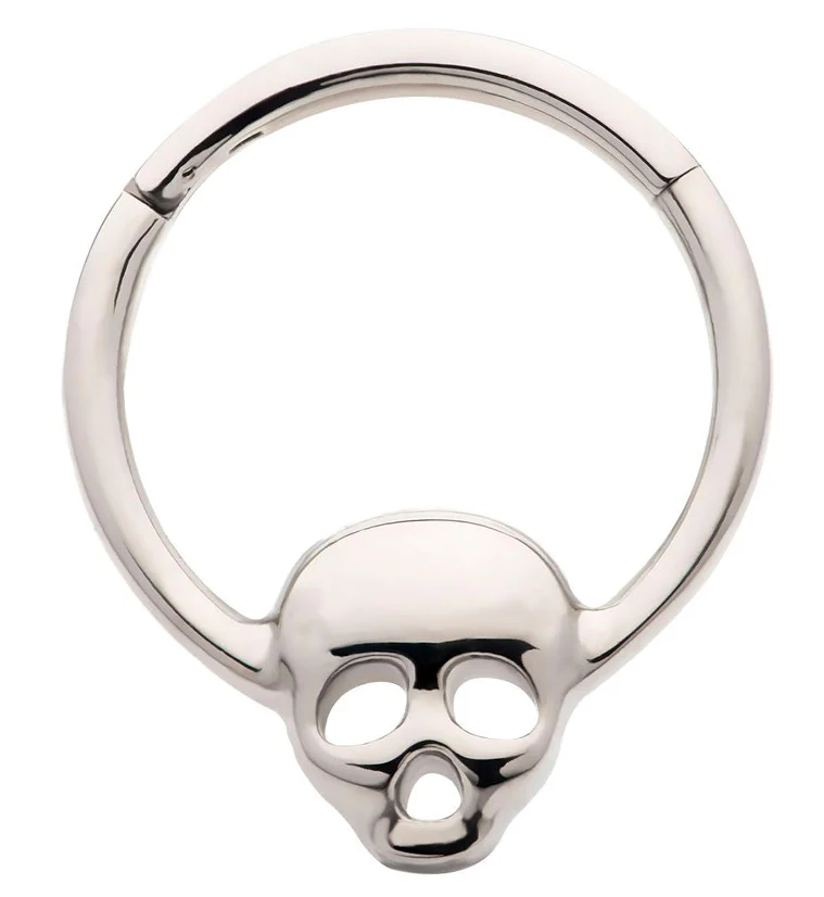 Skull Front Titanium Hinged Segment Ring - Mrs Treak