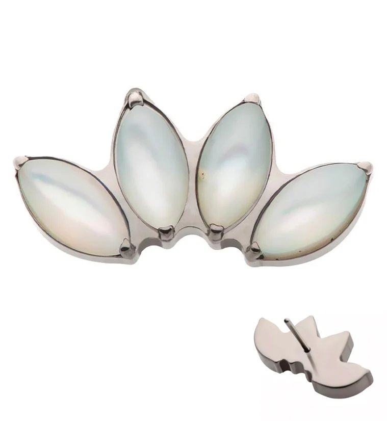 Quartet White MOP Shell Threadless Titanium Top - Mrs Treak