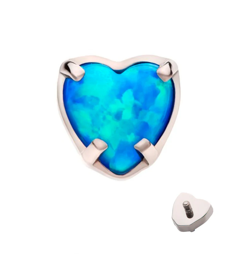 Heart Blue Opalite Internally Threaded Titanium Top - Mrs Treak