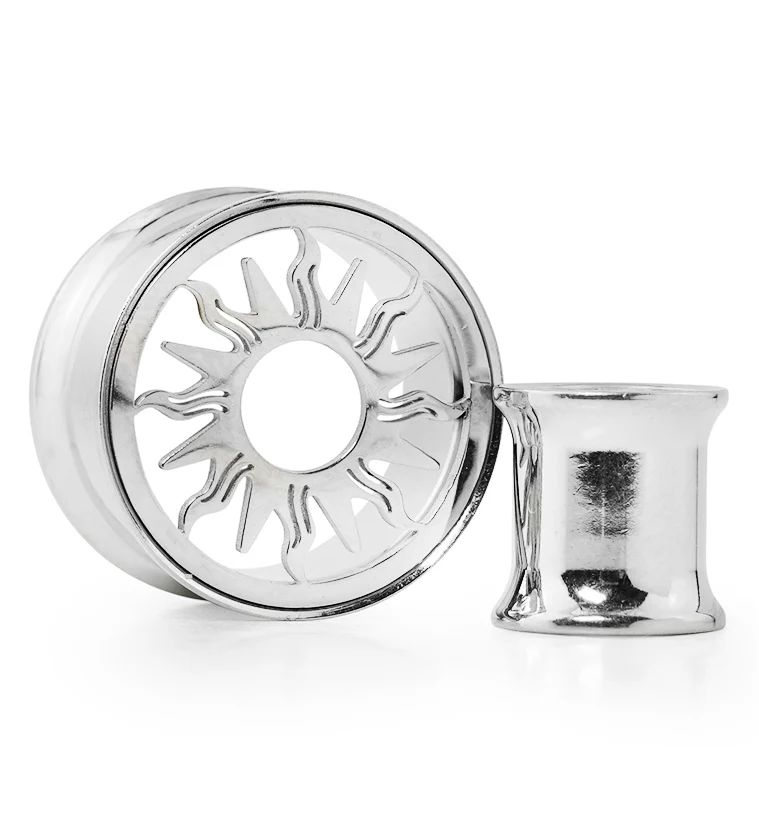 Day And Night Stainless Steel Double Flare Tunnel Plugs - Mrs Treak