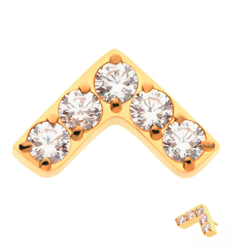 24kt Gold Dart CZ Threadless Titanium Top - Mrs Treak