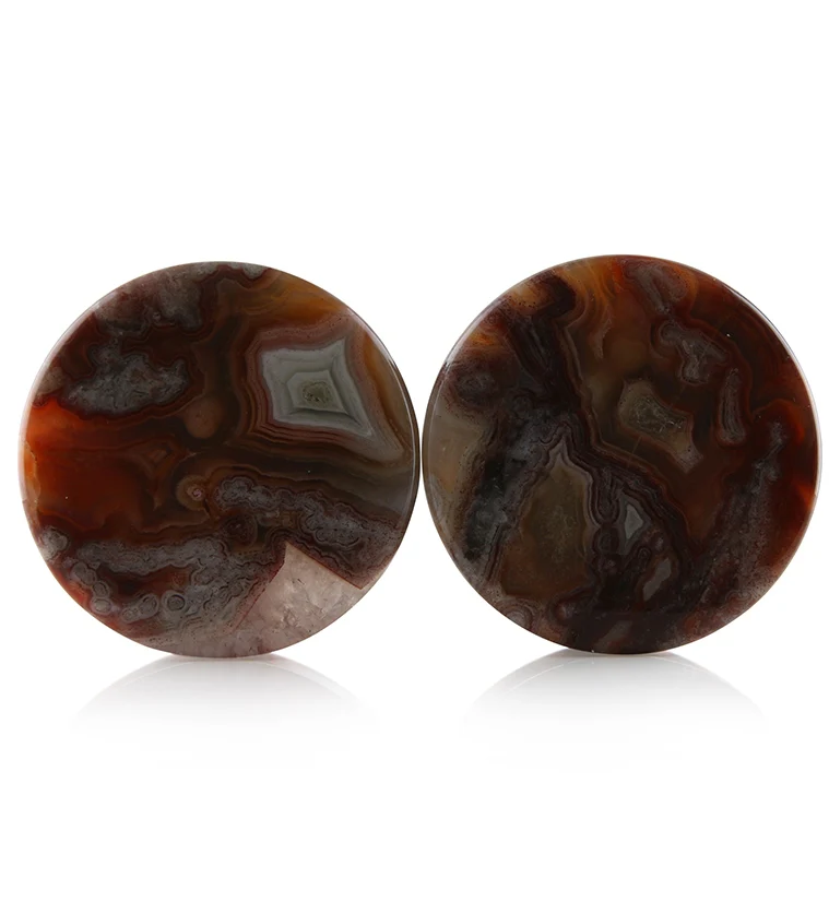 Laguna Lace Agate Stone Plugs 1 Inch (25mm) Version 5 - Mrs Treak