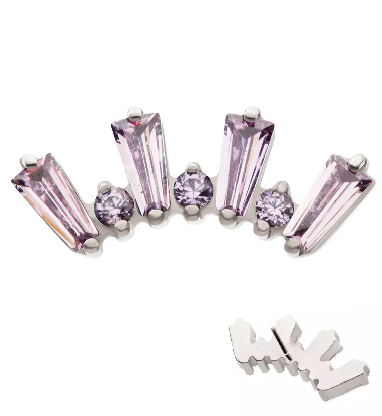 Sequential Amethyst CZ Threadless Titanium Top - Mrs Treak