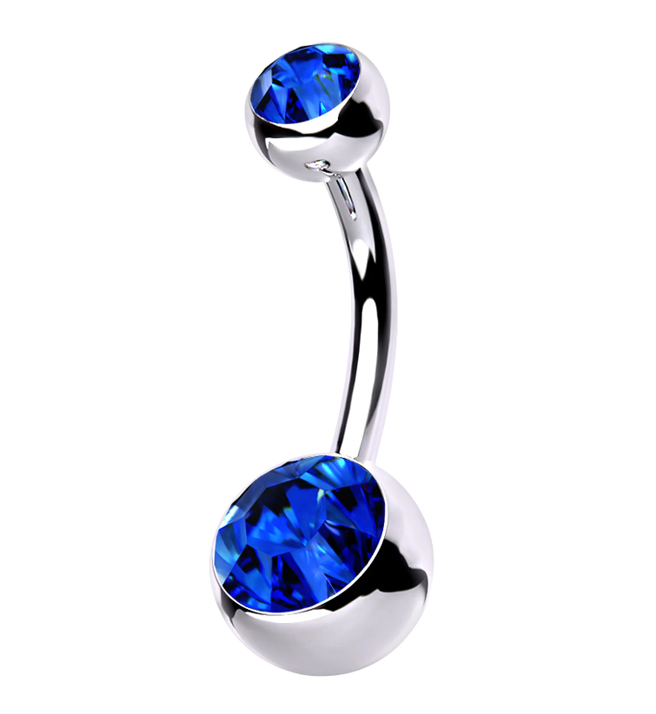 Blue CZ Internally Threaded Titanium Belly Button Ring - Mrs Treak