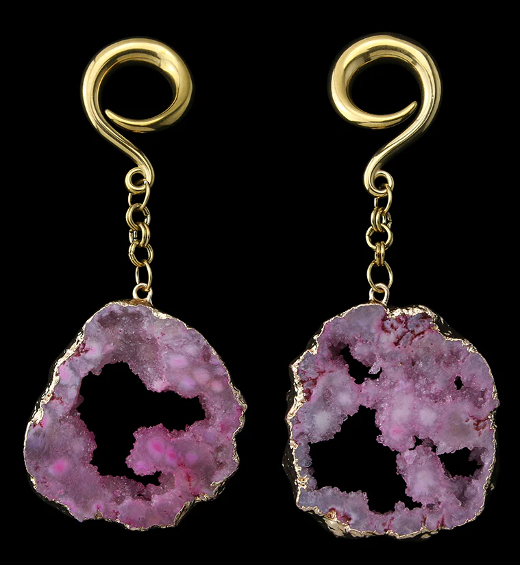 Fuchsia Druzy Agate Slice Hangers - Mrs Treak