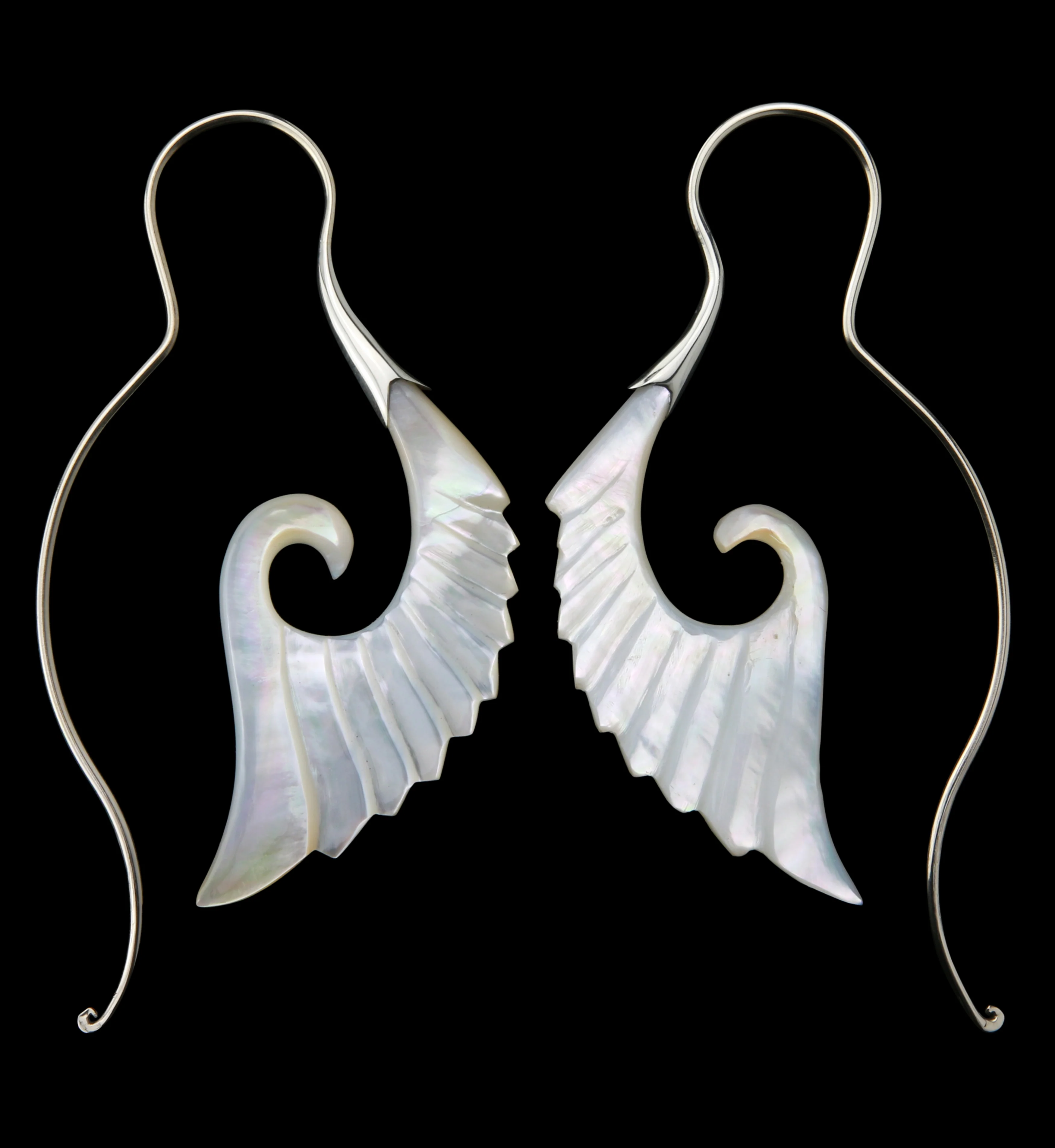 18G Cherub Wing White Brass MOP Hangers / Earrings - Mrs Treak