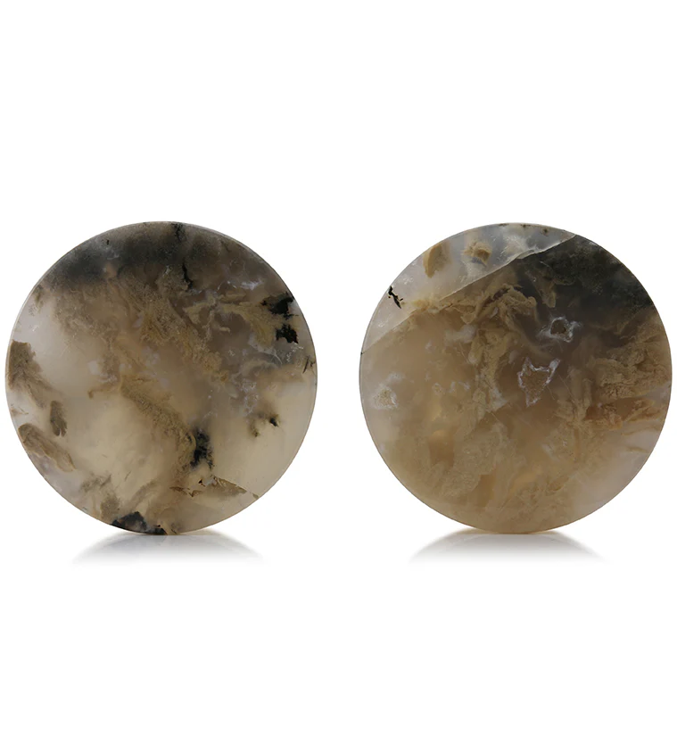 Tiger Agate Dendritic Stone Plugs 1 & 1/2