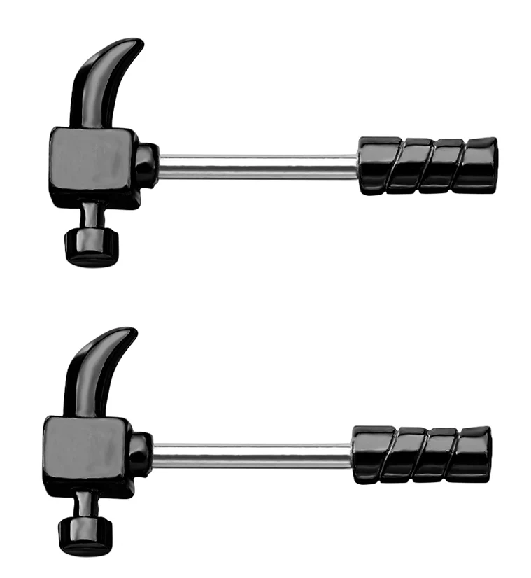 14G Black PVD Hammer Nipple Ring - Mrs Treak