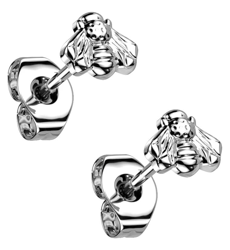Bee Titanium Threadless Earrings - Mrs Treak