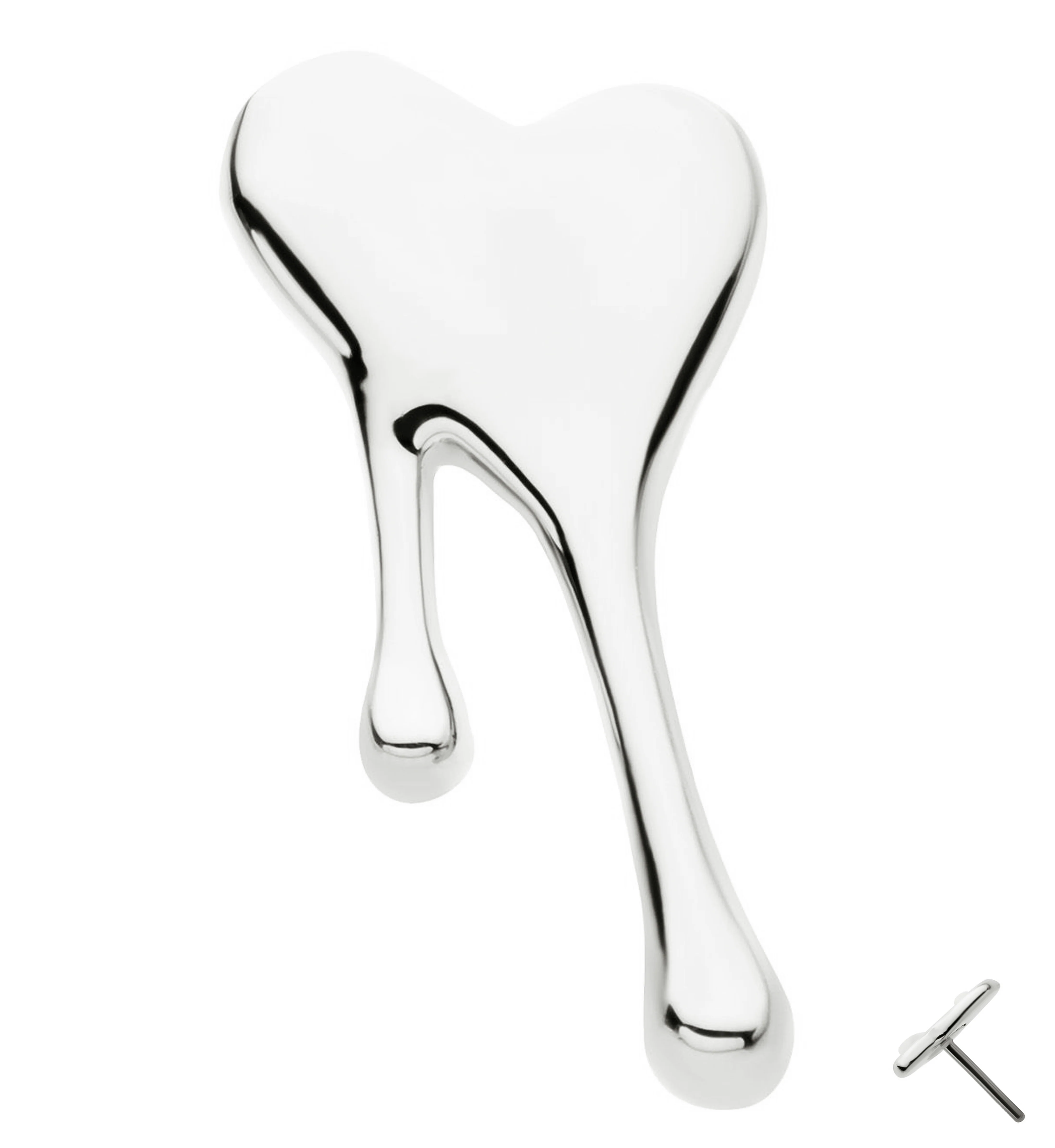 14kt White Gold Melting Heart Threadless Top - Mrs Treak