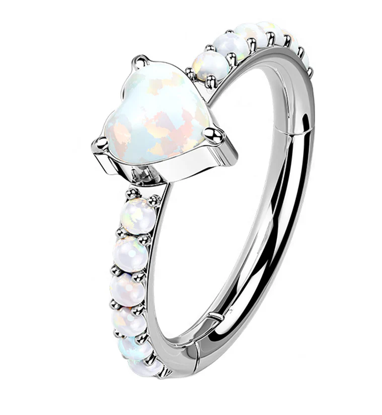 Heart Opalite Titanium Hinged Segment Ring - Mrs Treak
