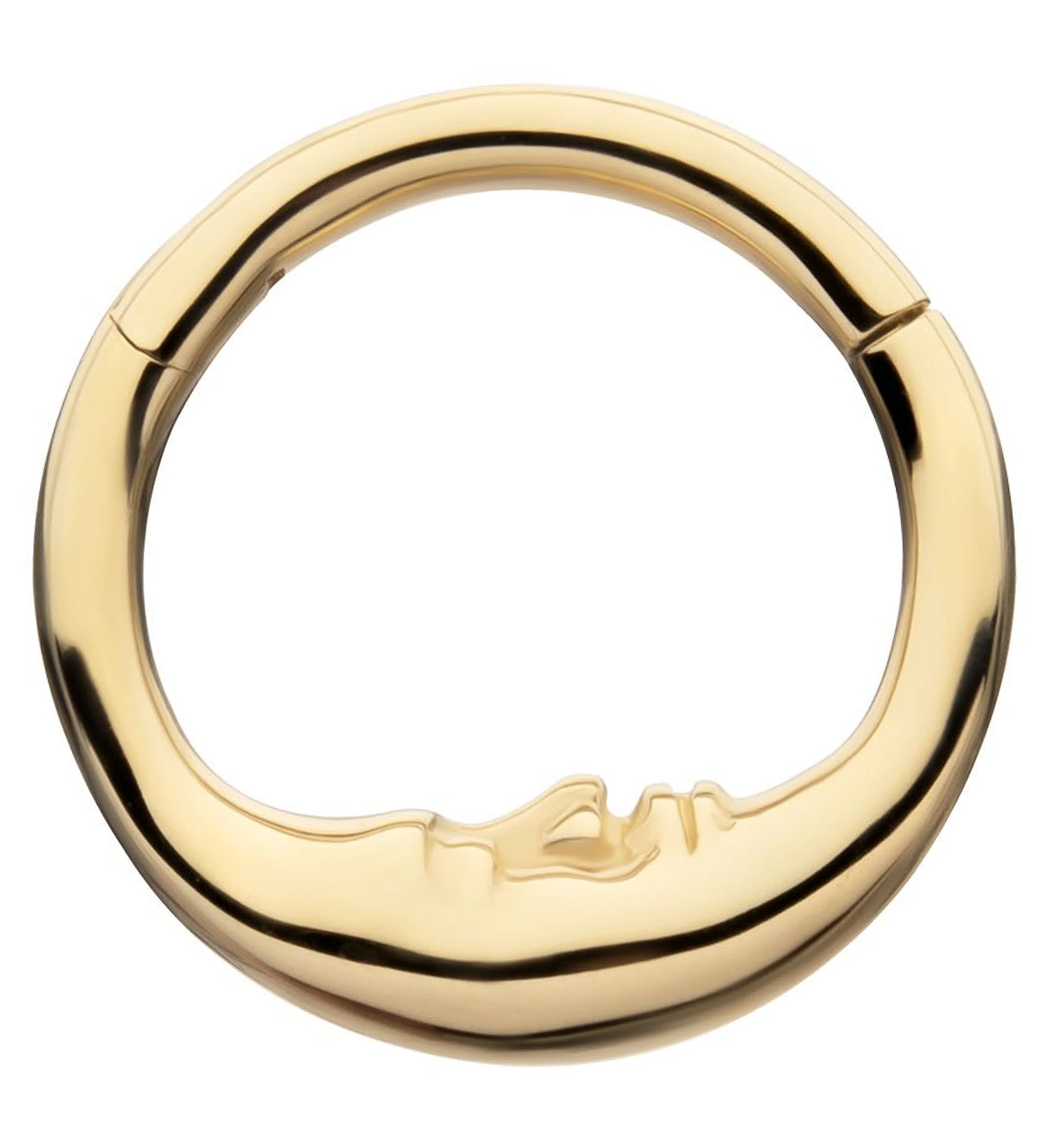 14kt Gold Crescent Moon Face Hinged Segment Ring - Mrs Treak