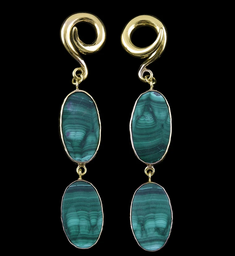 Double Malachite Stone Ear Weights - Mrs Treak