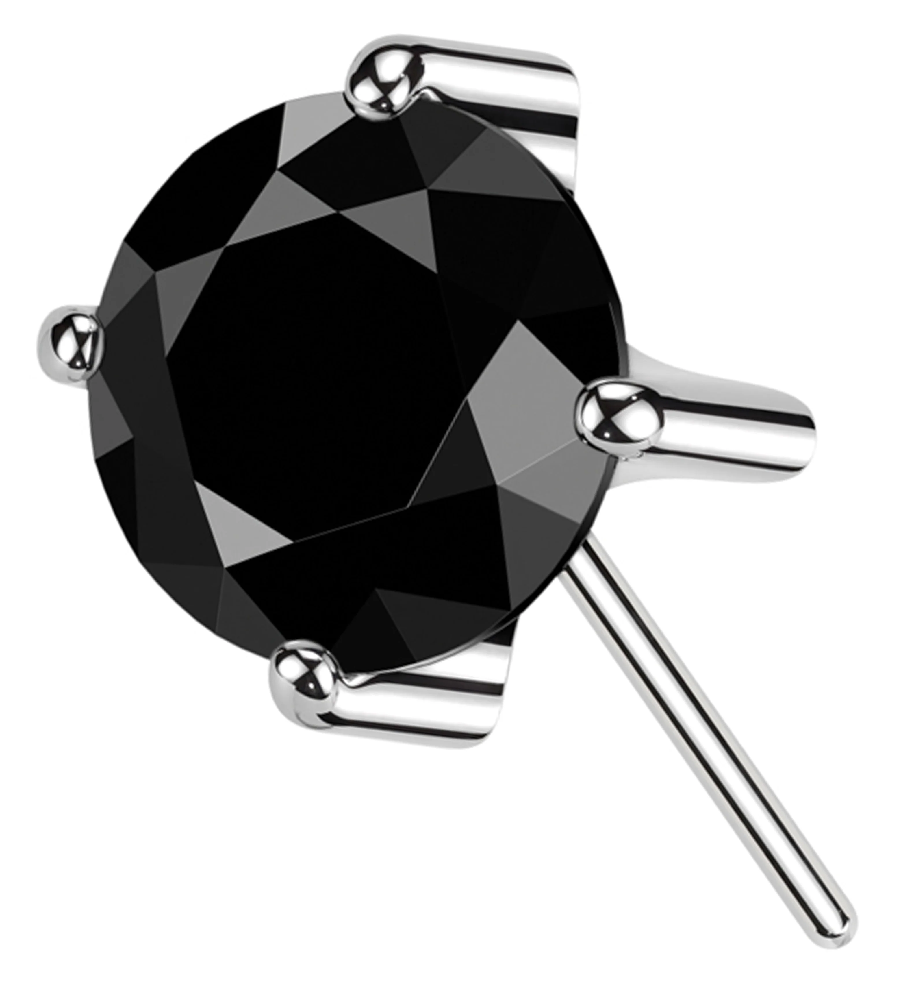 Forward Facing Prong Black CZ Titanium Threadless Top - Mrs Treak