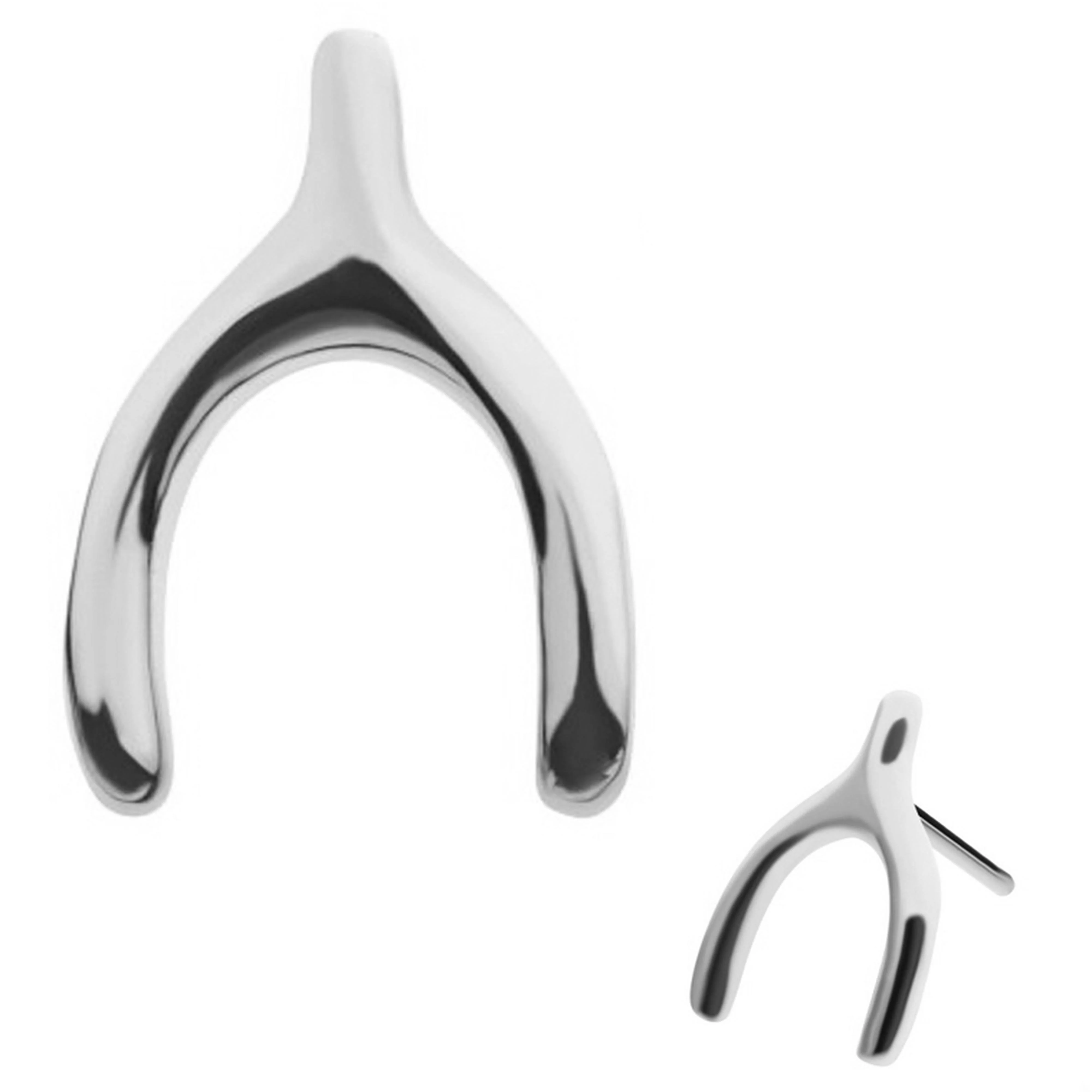 14kt White Gold Wishbone Threadless Top - Mrs Treak