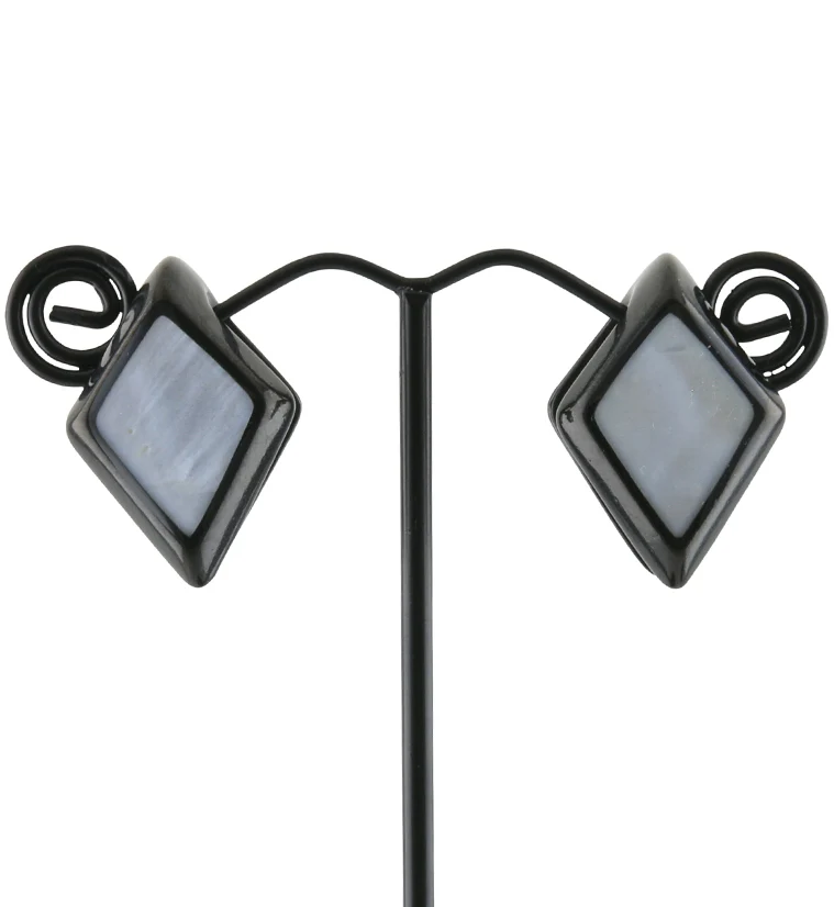 Black PVD Zircon Mother of Pearl Ear Weights - Mrs Treak